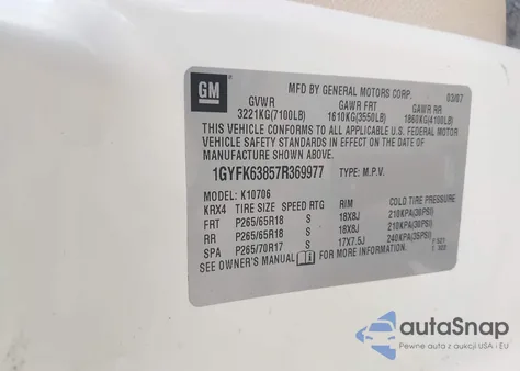 2007 Cadillac Escalade Standard from USA, damaged, VIN 1GYFK63857R369977